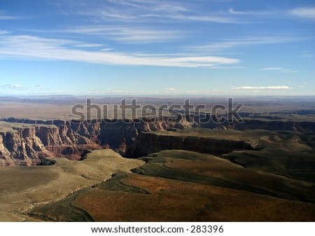 An aerial view of the Grand Canyon from a helicopter tour.