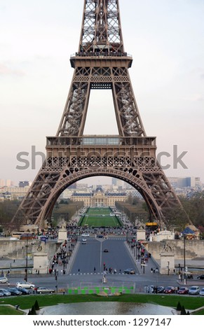 Picture Eiffel Tower on Base Of The Eiffel Tower  Portrait View    Paris  France Stock Photo
