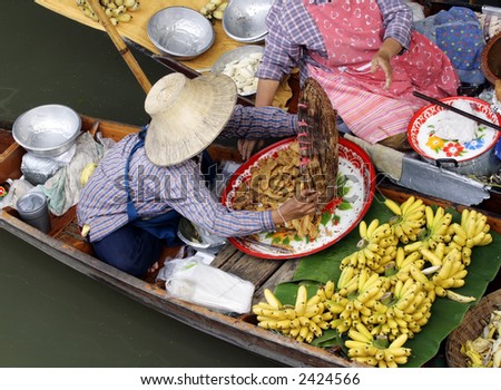 Traditional floating market near Bangkok, Thailand.