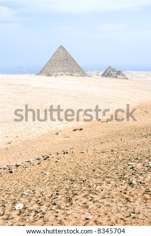 Pyramid of Menkaure and the queens pyramids at Giza near Cairo, Egypt.