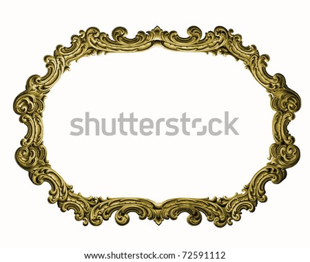 Antique gold picture frame isolated on white background   (See my portfolio for more)