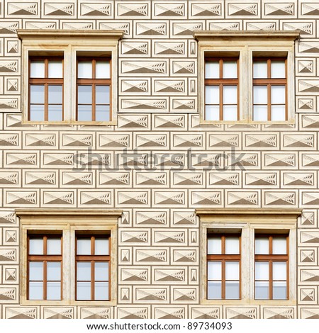 pattern brick model on building with windows in Prague, Czech Republic See my portfolio for more
