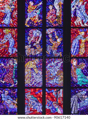 Stained-glass window in Catholic temple, See my portfolio for more