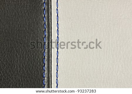Black and grey sewing leather with blue thread