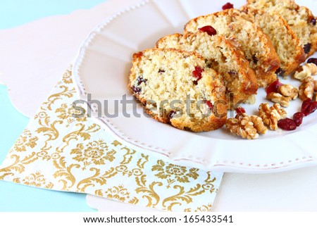 fresh baked homemade cake with walnuts and dry fruits