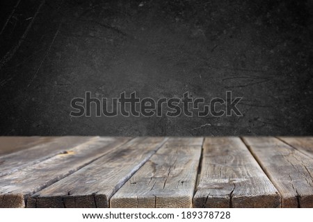 wooden planks and black board background