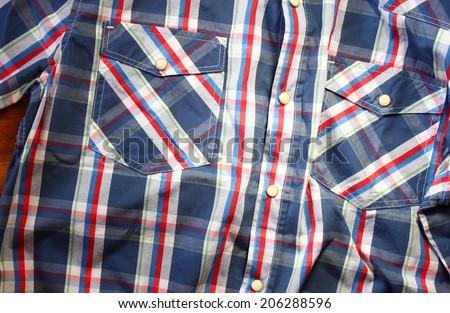 close up of vintage male shirt, Checkered pattern