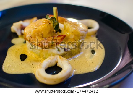 Seafood Risotto with cream cheese sauce