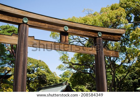 TOKYO, JAPAN - APRIL 15: Meiji-jingu in Tokyo, Japan on April 15, 2014. The most popular historical shrine in Japan