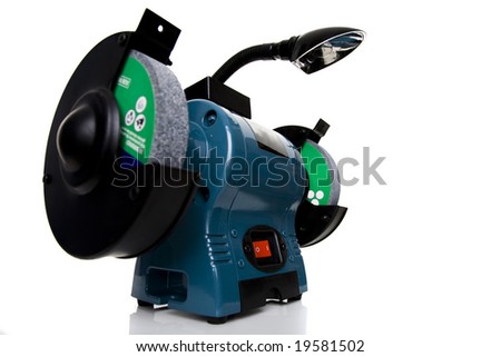 Industrial Bench Grinder isolated on White - DIY Concept