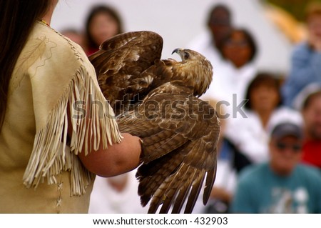 Native American Ceremony - setting free a hawk that had been nursed back to health
