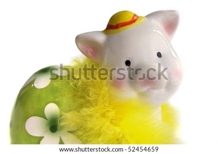 miss piggy bank with hat