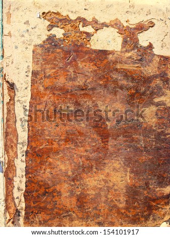 Fragment of an ancient leather handmade book cover as backgrounds