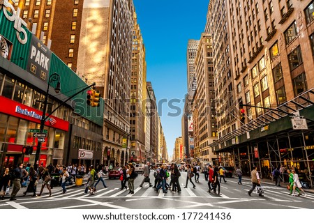 New York, Usa - September 21: Unidentified People On The Street/Avenue Of New York City On September 21, 2013