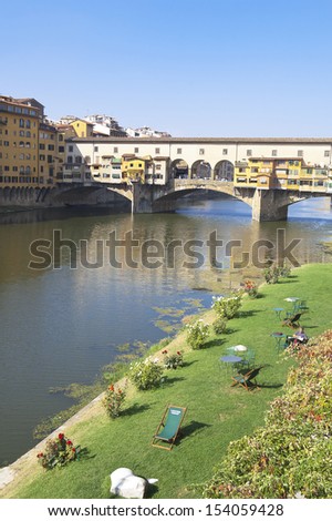 FLORENCE, ITALY - OCTOBER 10: Ponte Vecchio Bridge on October 10, 2012 in Florence, Italy. UNESCO World Heritage.