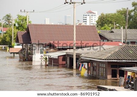 flood waters in Ayuthaya, Thailand