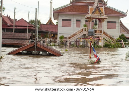 flood waters in Ayuthaya, Thailand