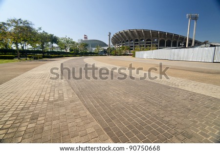 The beautiful floor tile road to football stadium