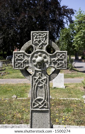 Ornate celtic cross gravestone
