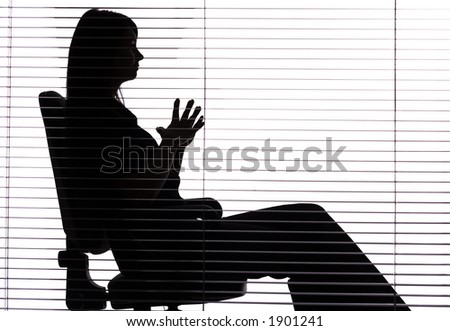 isolated on white silhouette of woman sitting in the office (blind)