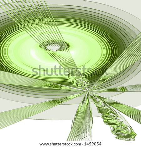 green abstract figures on a white background