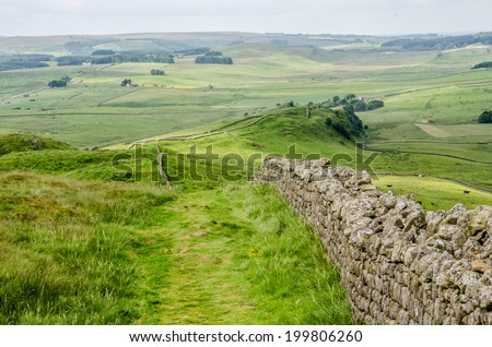 View across Hadrian\'s Wall, Northumberland, Great Britain