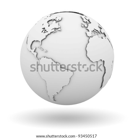 White earth globe isolated on white background with shadow White earth globe isolated on white background with shadow