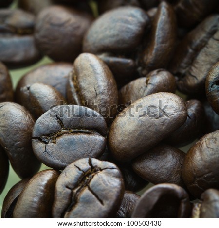 Closeup of coffee beans can be used for background