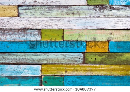 Abstract colorful painted wood wall