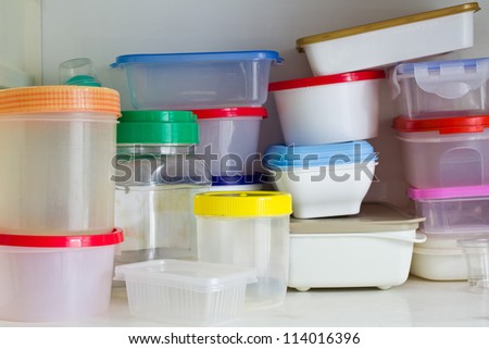 Reusable plastic container in the larder