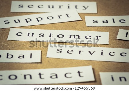 Customer service on cut paper with others business keyword