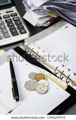 On the desk of accountant