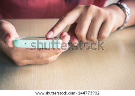 Closeup Woman Hand Typing On Smart Phone