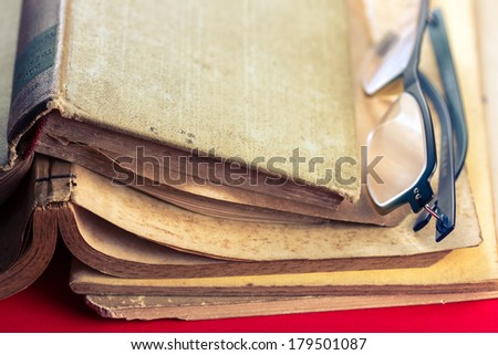 Old book and antique documents in retro color style