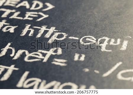 Http (Hypertext Transfer Protocol), closeup computer source code handwritten with chalk