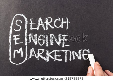 Hand writing Search Engine Marketing (SEM) topic with chalk