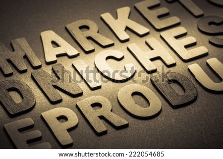 Abstract  wood letter of Niche market concept