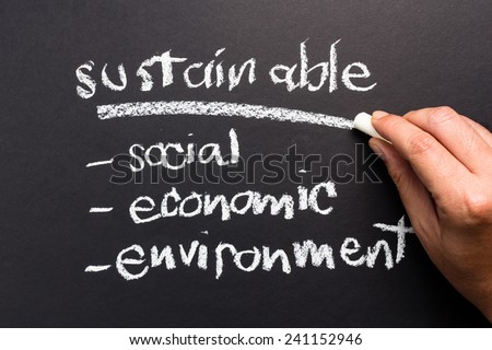Sustainable topic on chalkboard for sustainable development business concept
