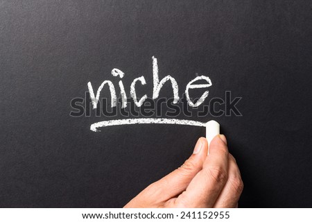 Hand underline Niche word on chalkboard