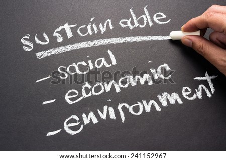 Sustainable topic on chalkboard for sustainable development business concept