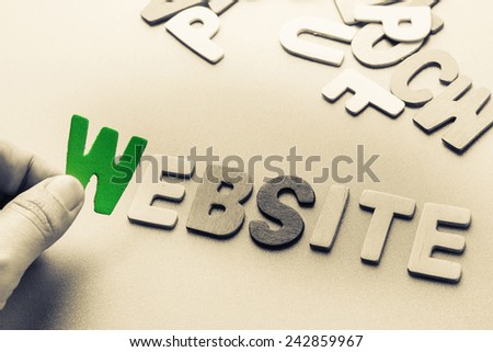 Finger pick a wood letters of Website word