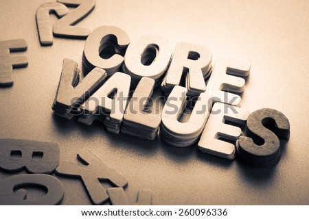 Stack wood letters as Core Values word