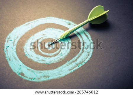 Goal setting, drawing target with dart pin at the center