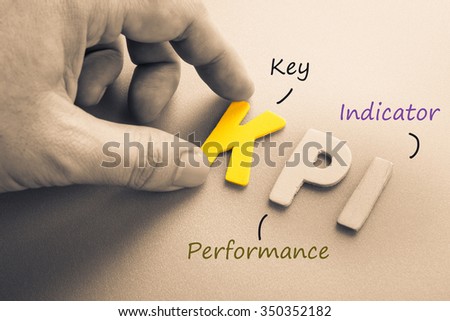Hand arrange wood letters as KPI acronym (Key Performance Indicator)