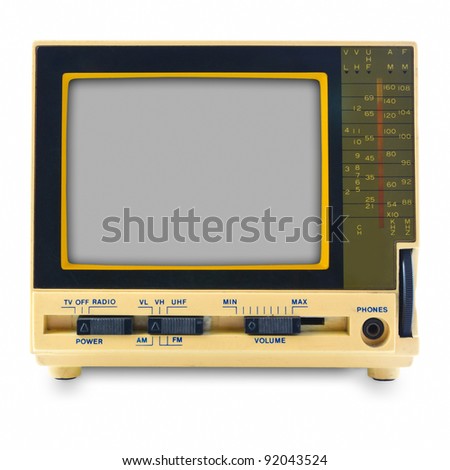 Retro mini television isolated on white background