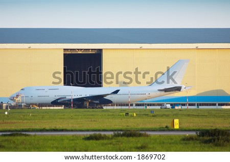 big plane at hangar