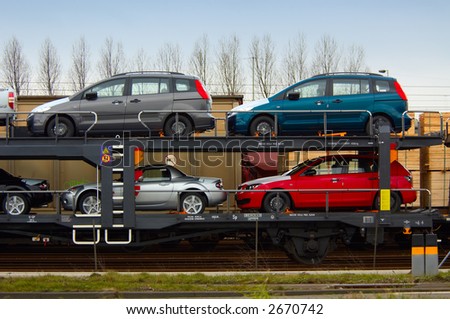 transport of cars on a train