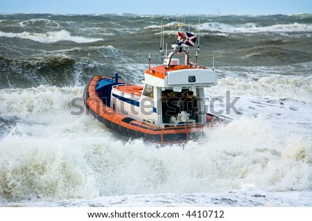 coast guard during storm in ocean