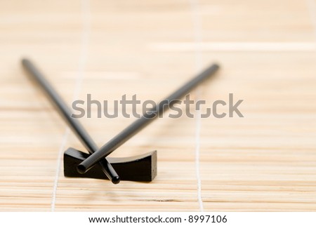 japanese chop sticks on bamboo