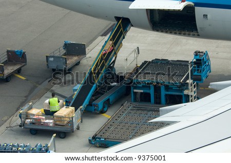 loading cargo on a big plane